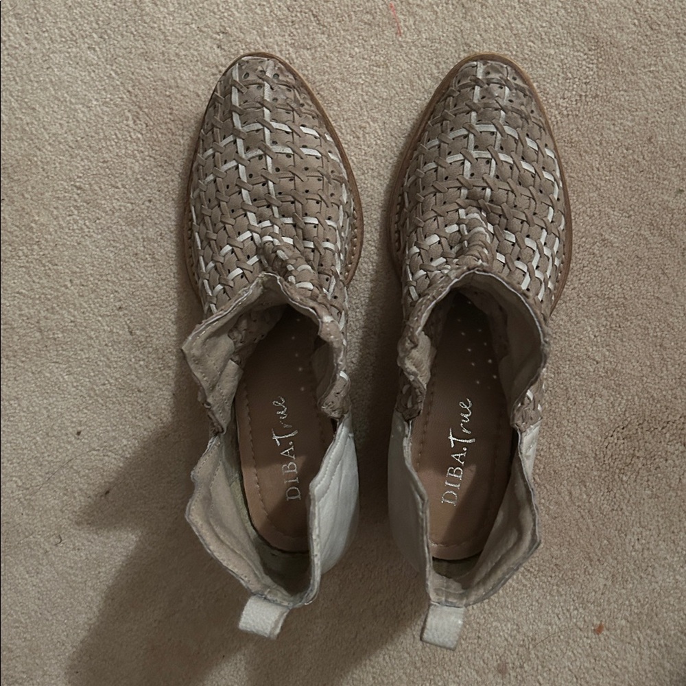 Diba True weave Neutral Leather Ankle Boots - Light Beige